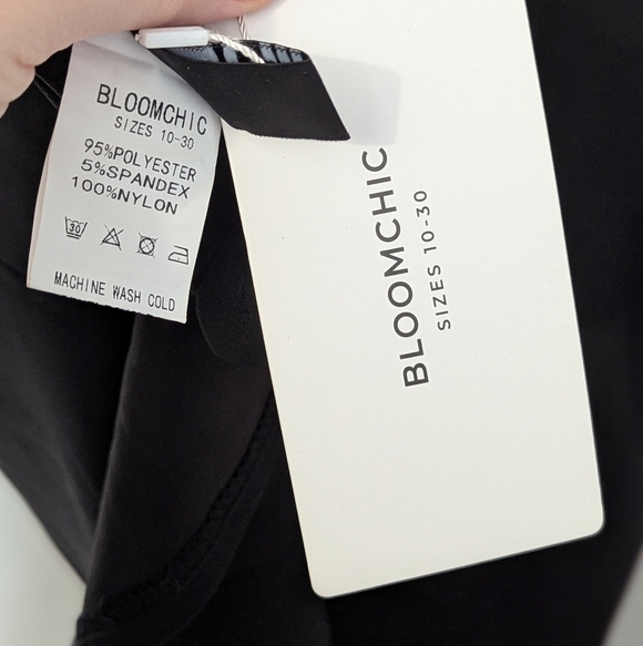 BloomChic Illusion Yoke Crepe Sheath Black Dress Gothic Chic LBD Cocktail - Picture 8 of 10